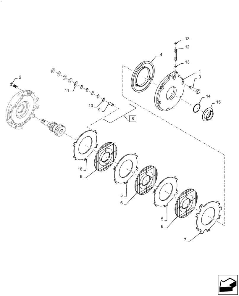 Схема запчастей Case IH MAGNUM 3154 - (33.202.AR[02]) - BRAKE ASSY, STANDARD REAR AXLE ASN ZFRF05001 (33) - BRAKES & CONTROLS