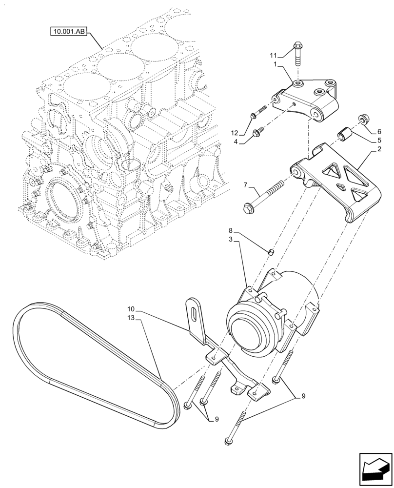 Схема запчастей Case IH F4HFE6136 B003 - (50.200.AA) - AIR CONDITIONING COMPRESSOR (50) - CAB CLIMATE CONTROL