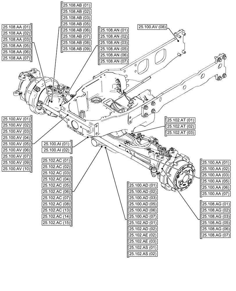 Схема запчастей Case IH MAXXUM 115 - (25.000.00[01]) - SECTION INDEX - FRONT AXLE SYSTEM (25) - FRONT AXLE SYSTEM