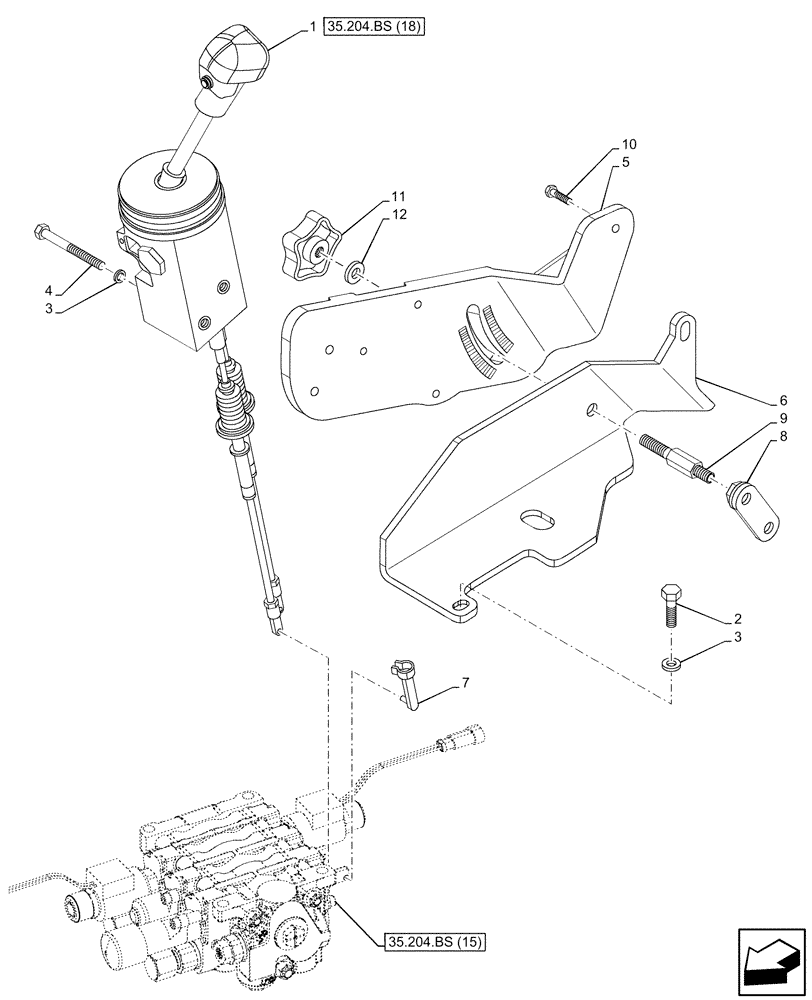 Схема запчастей Case IH MAXXUM 150 - (35.204.BS[17]) - VAR - 758351 - 3 MID-MOUNT CONTROL VALVES, JOYSTICK, NA (35) - HYDRAULIC SYSTEMS