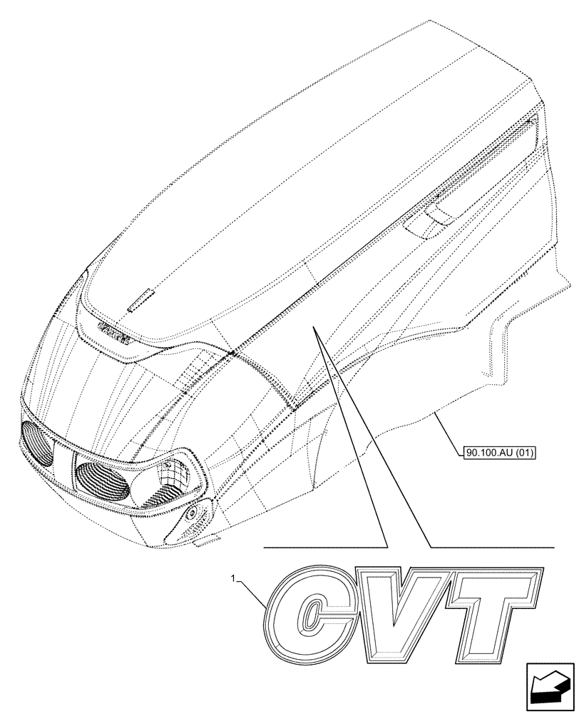 Схема запчастей Case IH MAXXUM 135 - (90.108.AB[08]) - VAR - 743726 - MODEL IDENTIFICATION DECAL (90) - PLATFORM, CAB, BODYWORK AND DECALS