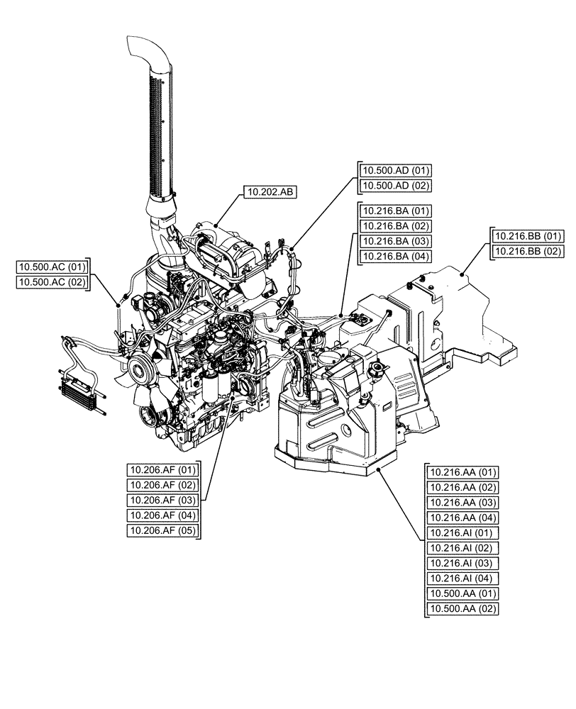 Схема запчастей Case IH MAXXUM 135 - (10.000.00[02]) - SECTION INDEX - ENGINE (10) - ENGINE