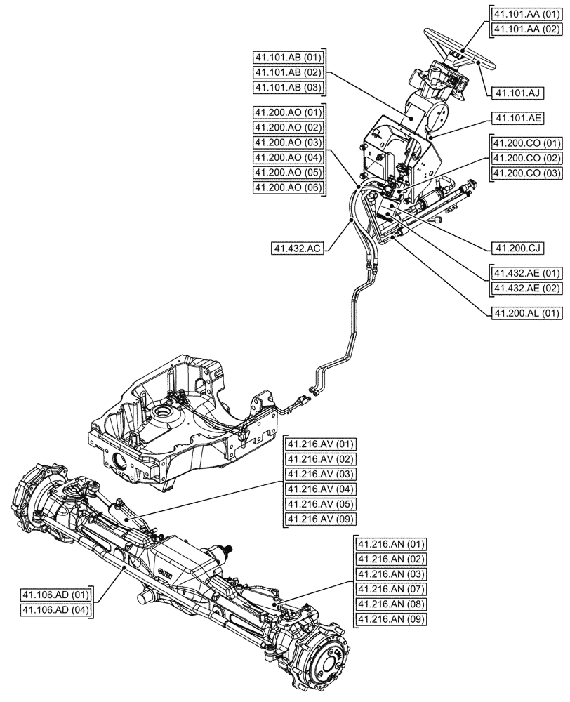 Схема запчастей Case IH MAXXUM 115 - (41.000.00) - SECTION INDEX - STEERING (41) - STEERING