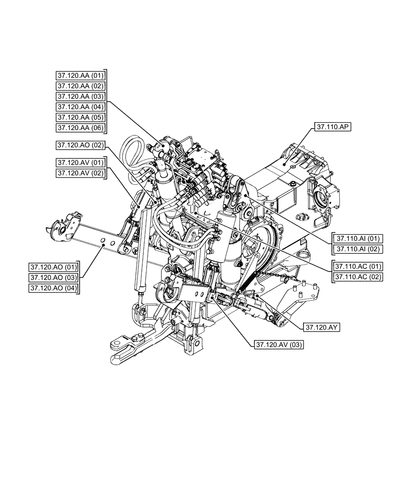 Схема запчастей Case IH MAXXUM 115 - (37.000.00[02]) - SECTION INDEX - HITCHES, DRAWBARS AND IMPLEMENT COUPLINGS (37) - HITCHES, DRAWBARS & IMPLEMENT COUPLINGS
