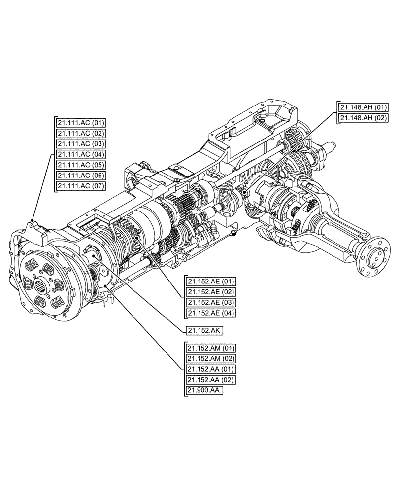 Схема запчастей Case IH MAXXUM 135 - (21.000.00[01]) - SECTION INDEX - TRANSMISSION (21) - TRANSMISSION