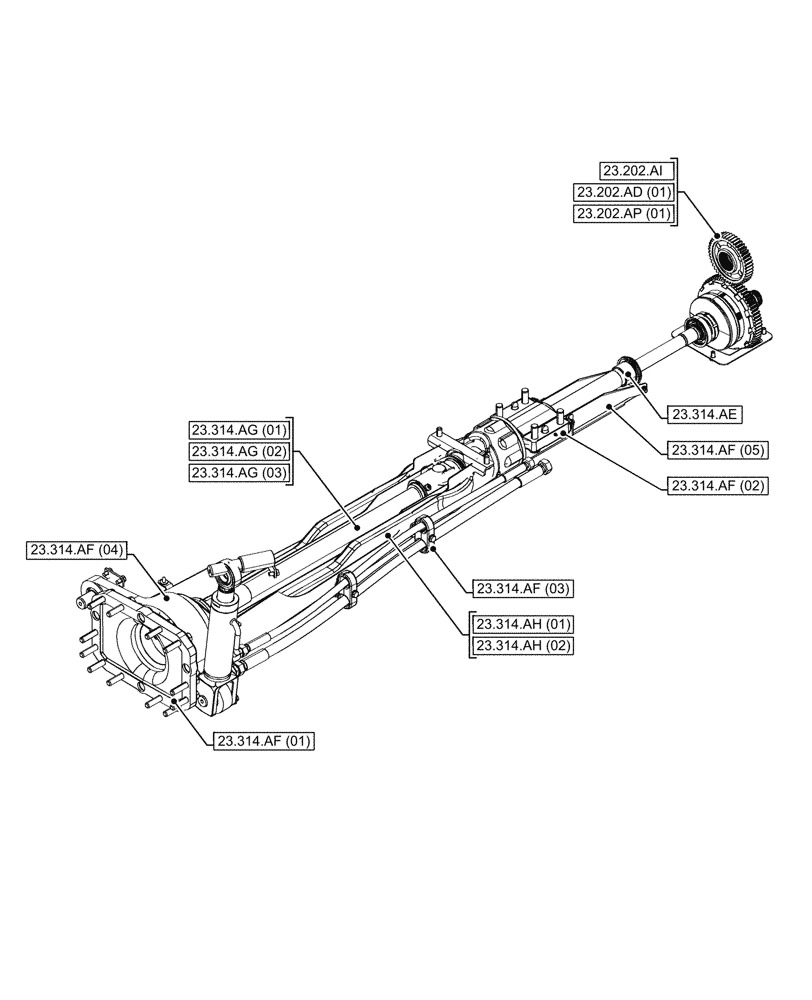 Схема запчастей Case IH MAXXUM 135 - (23.000.00) - SECTION INDEX - FOUR WHEEL DRIVE SYSTEM (23) - FOUR WHEEL DRIVE SYSTEM