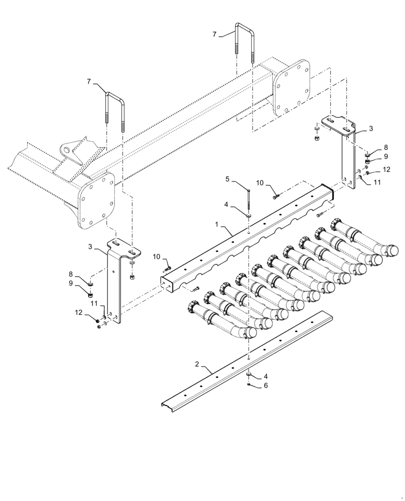 Схема запчастей Case IH 3445 - (61.904.AB[03]) - METERING SEED TUBE MOUNT, 435 BUSHEL 6 RUN, 435 BUSHEL 8 RUN, SINGLE SHOOT, TOW BEHIND (61) - METERING SYSTEM