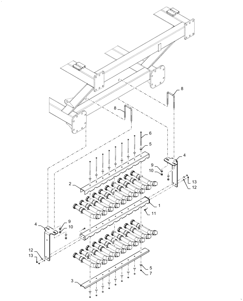 Схема запчастей Case IH 3445 - (61.904.AB[11]) - METERING SEED TUBE MOUNT, 435, 460 BUSHEL 6 RUN, 460 BUSHEL 8 RUN DOUBLE SHOOT, TOW BEHIND (61) - METERING SYSTEM
