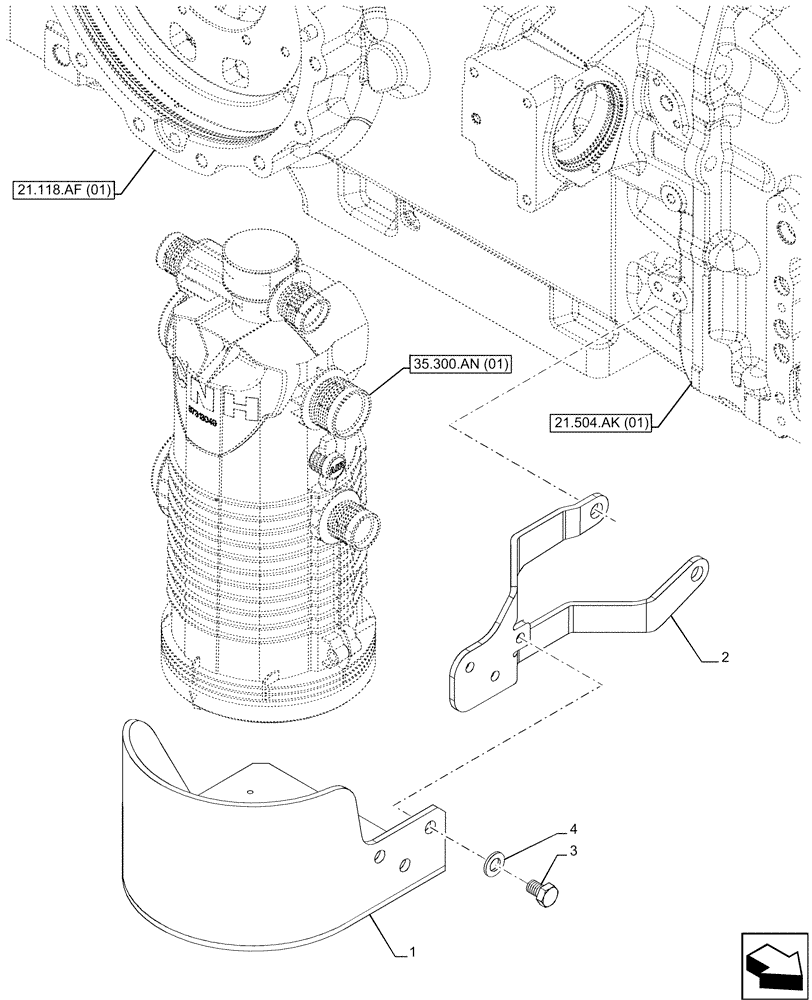 Схема запчастей Case IH MAXXUM 115 - (35.106.AQ) - VAR - 396247, 758442, 758549 - OIL COOLER FILTER, SUPPORT (35) - HYDRAULIC SYSTEMS
