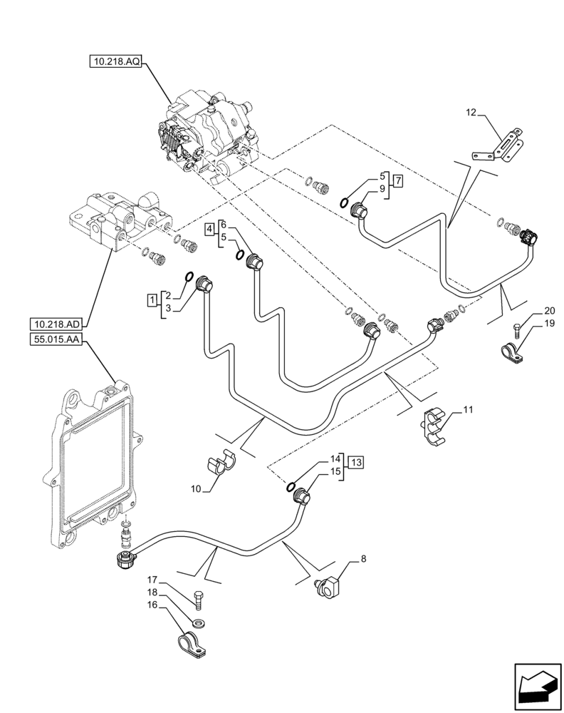 Схема запчастей Case IH F4HFE6136 B003 - (10.210.AF) - FUEL LINE (10) - ENGINE