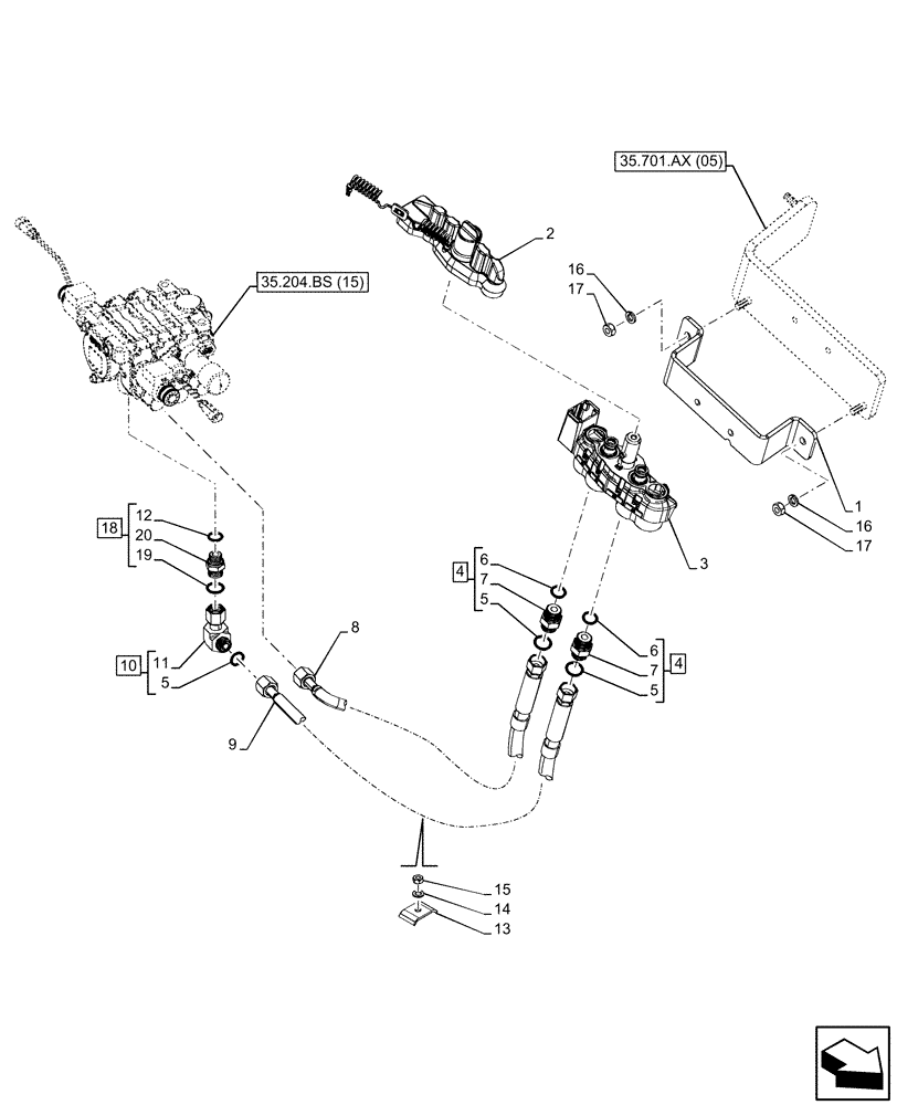 Схема запчастей Case IH MAXXUM 135 - (35.701.AX[06]) - VAR - 758351 - FRONT LOADER HYDRAULIC SYSTEM, NA (35) - HYDRAULIC SYSTEMS