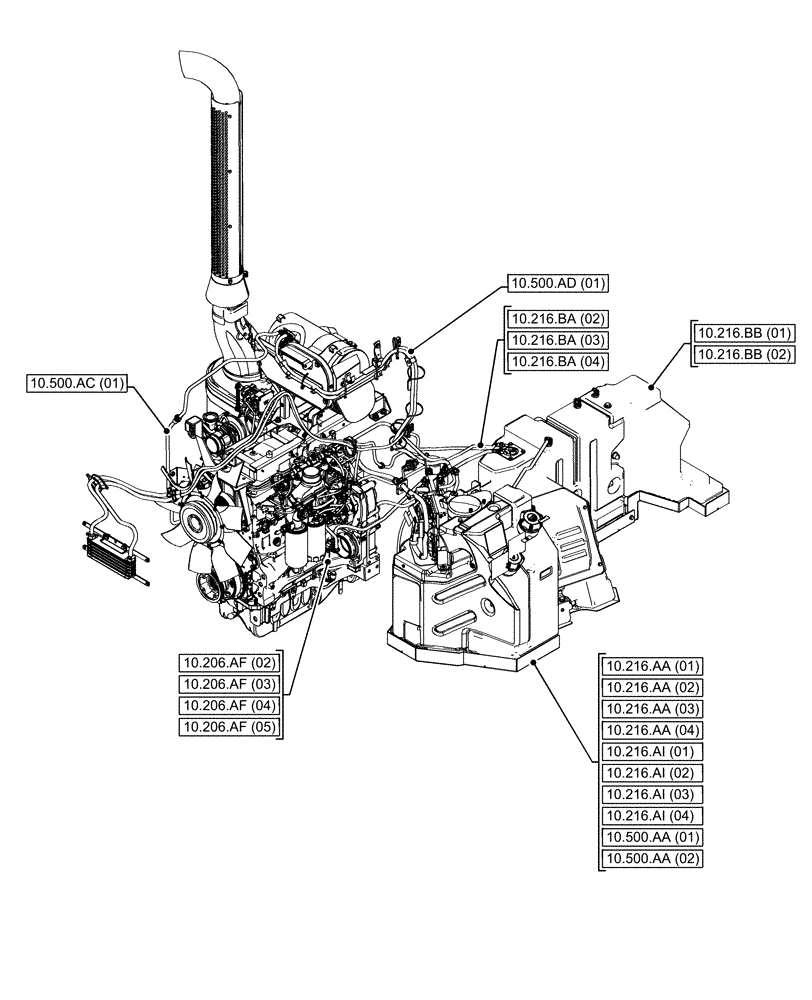 Схема запчастей Case IH MAXXUM 145 - (10.000.00[02]) - SECTION INDEX - ENGINE (10) - ENGINE