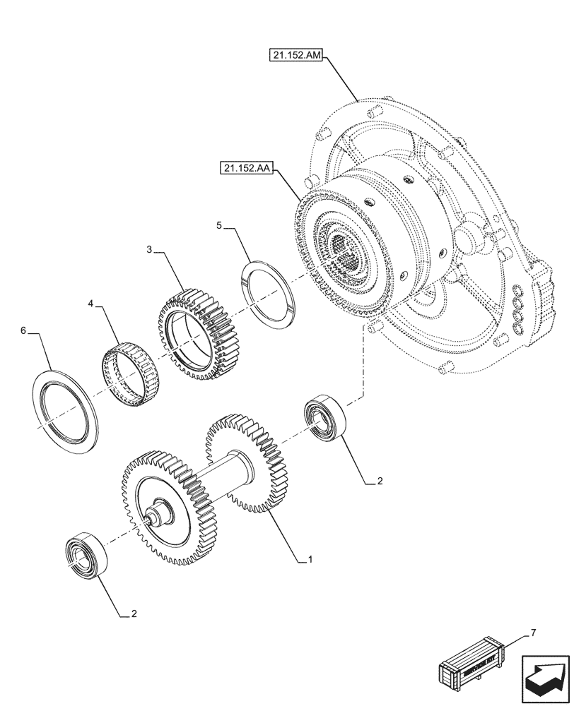 Схема запчастей Case IH MAXXUM 135 - (21.152.AE[01]) - VAR - 392195, 392204, 743764, 743766, 758413, 758414, 758415, 758416, 758581, 759375, 759377, 759379 - TRANSMISSION, CLUTCH, GEAR (21) - TRANSMISSION
