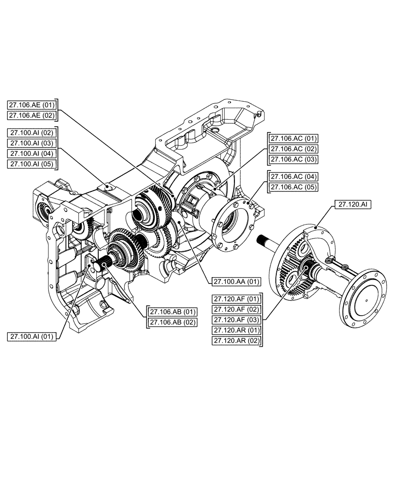 Схема запчастей Case IH MAXXUM 135 - (27.000.00) - SECTION INDEX - REAR AXLE SYSTEM (27) - REAR AXLE SYSTEM