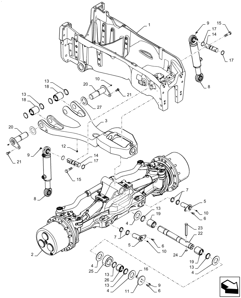 Схема запчастей Case IH MAGNUM 310 - (25.100.BB[01]) - FRONT AXLE SUSPENSION (25) - FRONT AXLE SYSTEM