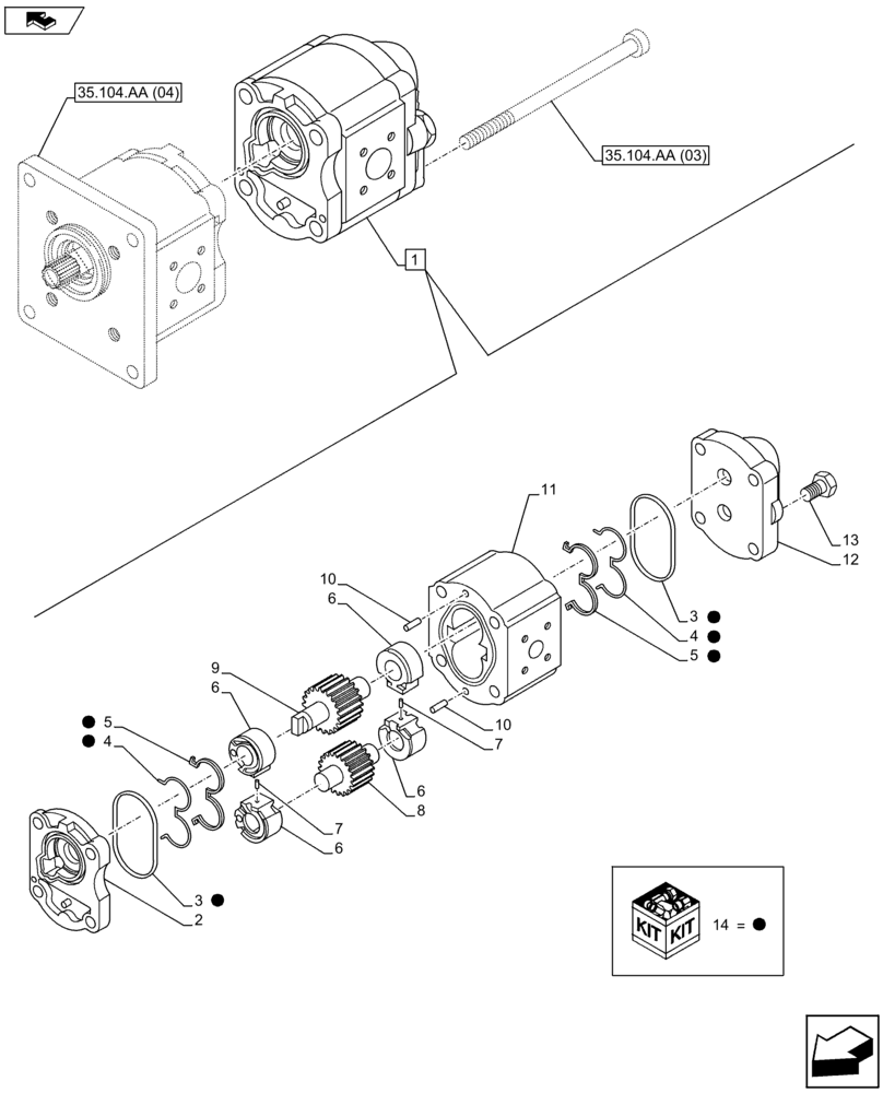 Схема запчастей Case IH FARMALL 95C - (41.206.AA) - VAR - 743524 - POWER STEERING PUMP (14CC) (41) - STEERING