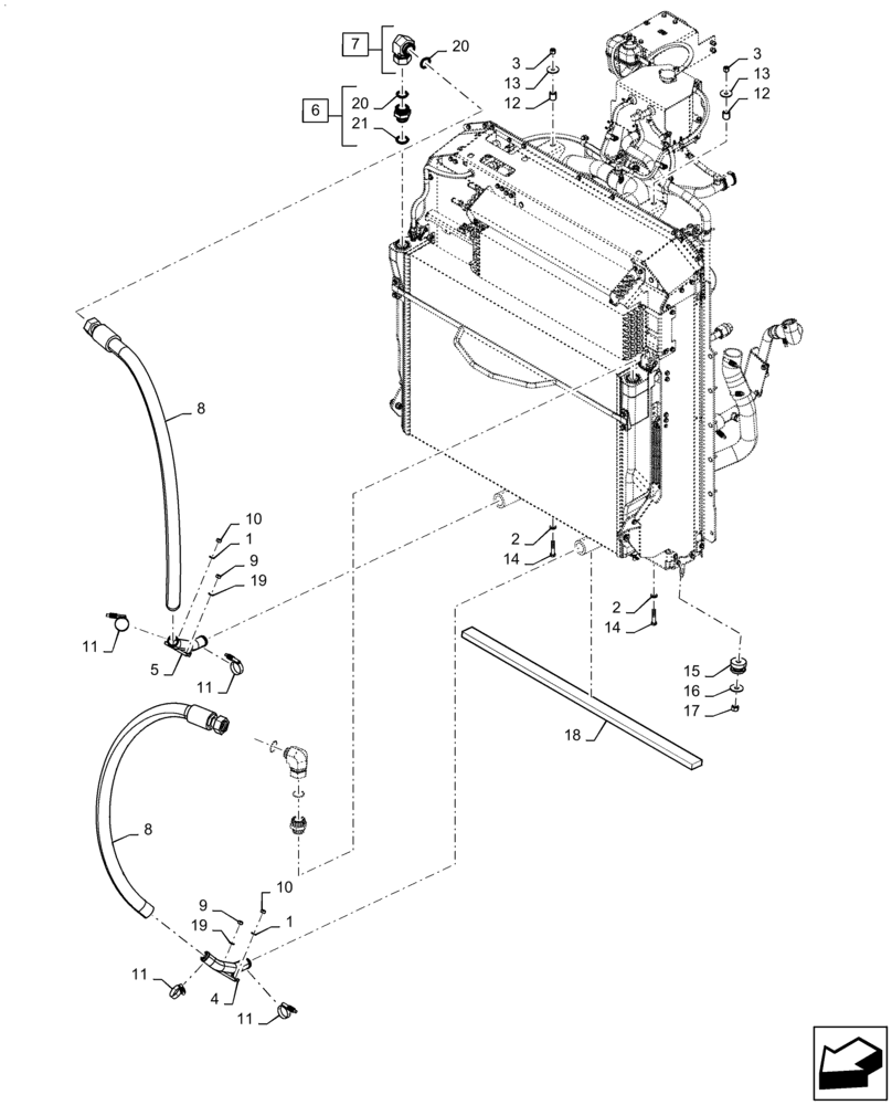 Схема запчастей Case IH QUADTRAC 540 - (10.400.AY[01]) - RADIATOR HOSE, 540, 580, 620 (10) - ENGINE