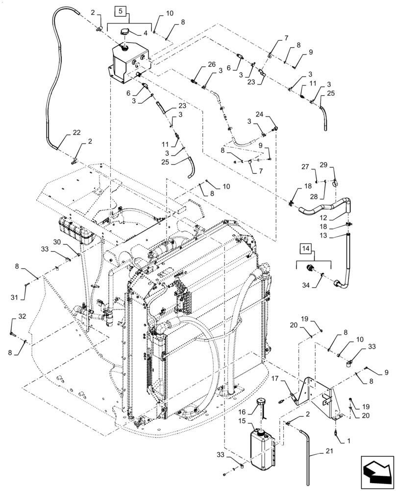 Схема запчастей Case IH QUADTRAC 540 - (10.400.BI[01]) - DEAERATION TANK, 540, 580, 620 (10) - ENGINE