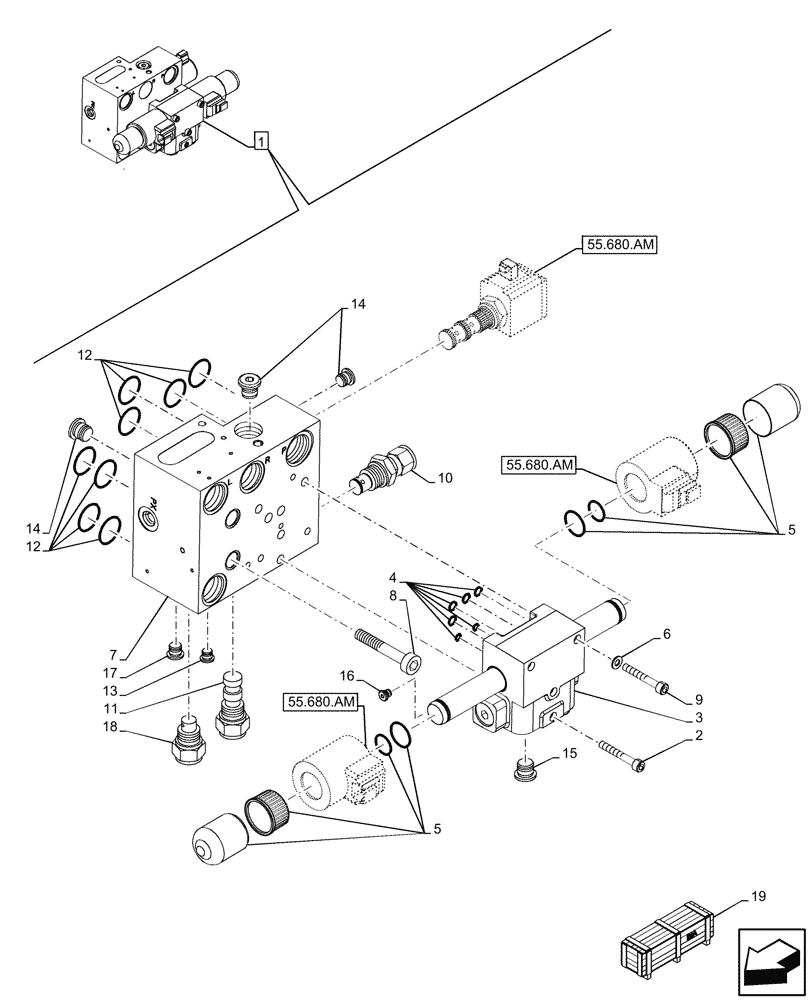 Схема запчастей Case IH MAXXUM 115 - (41.432.AE[03]) - VAR - 743812 - AUTOGUIDANCE, VALVE, COMPONENTS (41) - STEERING