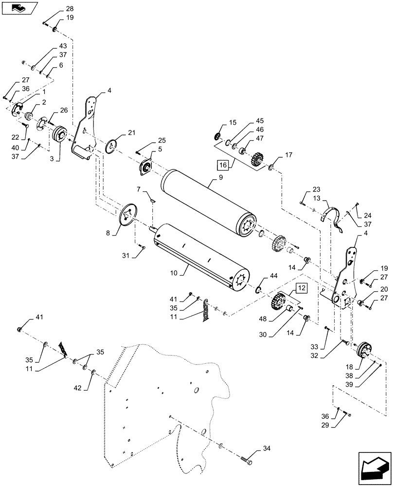 Схема запчастей Case IH RB464 - (14.20) - SLEDGE (14) - BALE CHAMBER