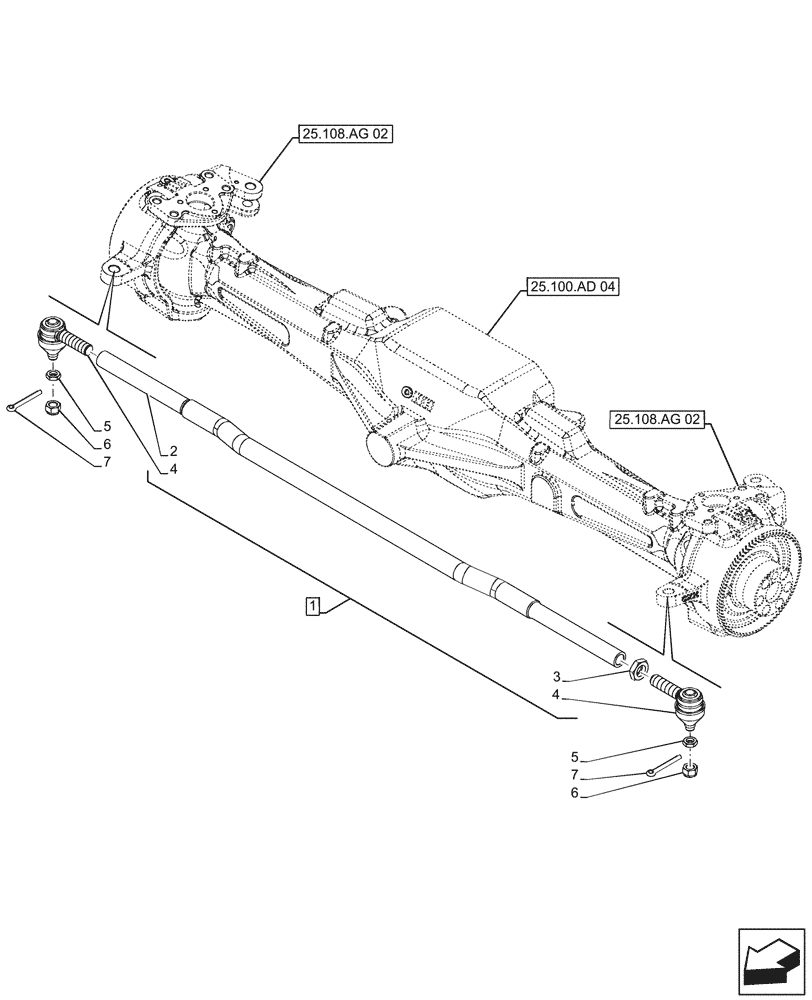 Схема запчастей Case IH FARMALL 130A - (41.106.AD) - VAR - 390509 - FRONT AXLE, STEERING TIE-ROD (41) - STEERING