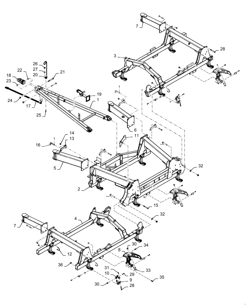 Схема запчастей Case IH 500T - (39.100.AB[03-3]) - MAIN FRAME 30 FOOT (39) - FRAMES AND BALLASTING