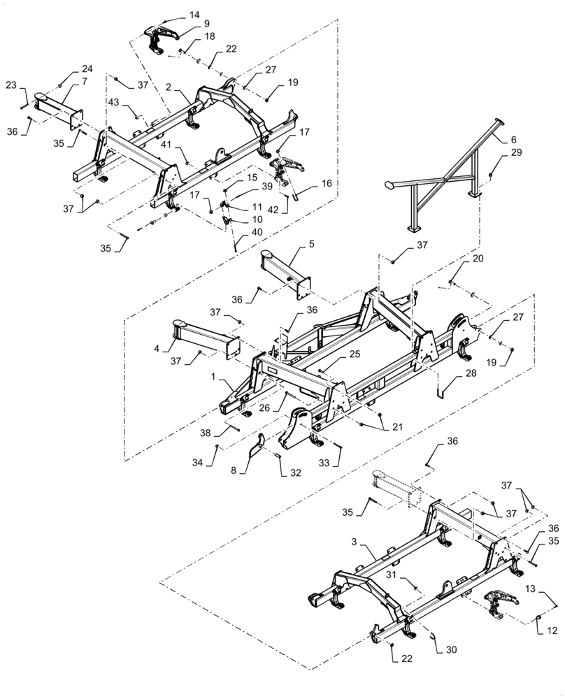 Схема запчастей Case IH 500 - (39.100.AB[04-1]) - MAIN FRAME 40 FOOT (39) - FRAMES AND BALLASTING