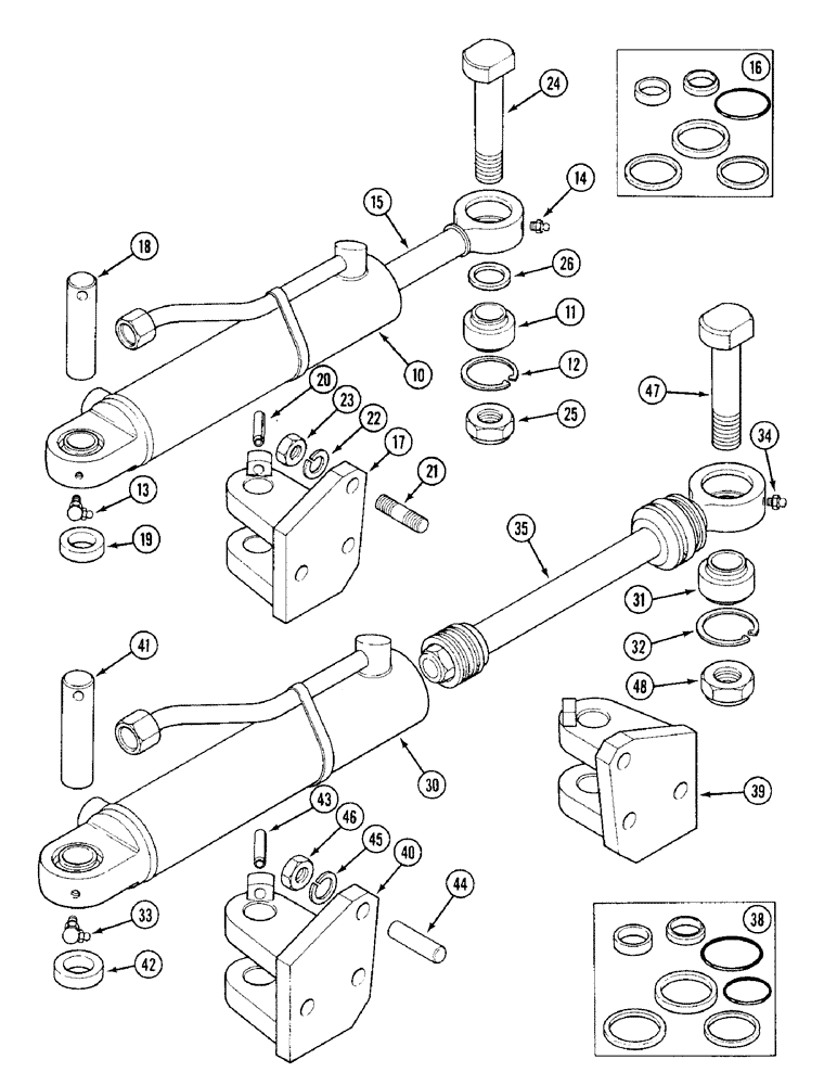 Схема запчастей Case IH 1394 - (5-138) - STEERING CYLINDER, MFD TRACTORS - P.I.N. 11503001 AND AFTER (05) - STEERING