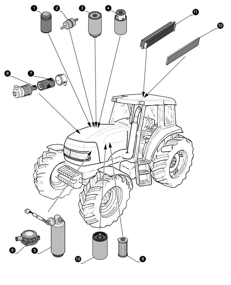 Схема запчастей Case IH JX1100U - (0.05.4[01]) - MAINTENANCE PARTS - FILTERS (00) - GENERAL