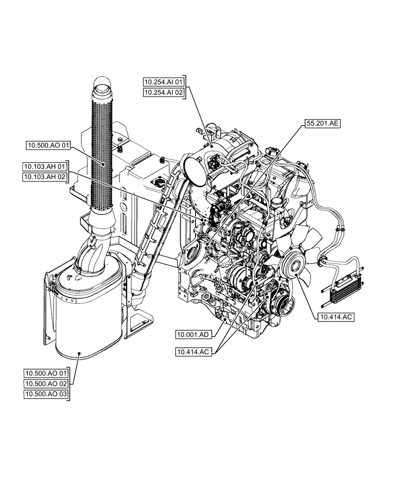 Схема запчастей Case IH FARMALL 120A - (10.000.00[01]) - SECTION INDEX - ENGINE (10) - ENGINE