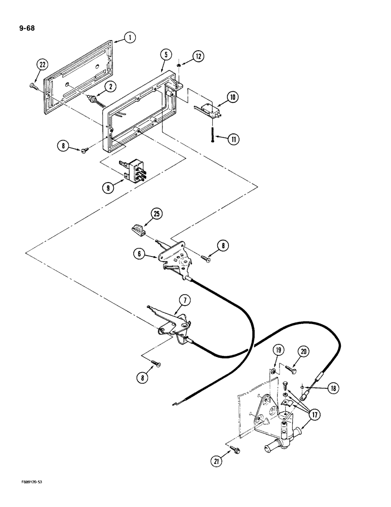 Схема запчастей Case IH 9190 - (9-68) - AIR CONDITIONING AND HEATER CONTROLS, KP 525, EARLY STYLE (09) - CHASSIS/ATTACHMENTS