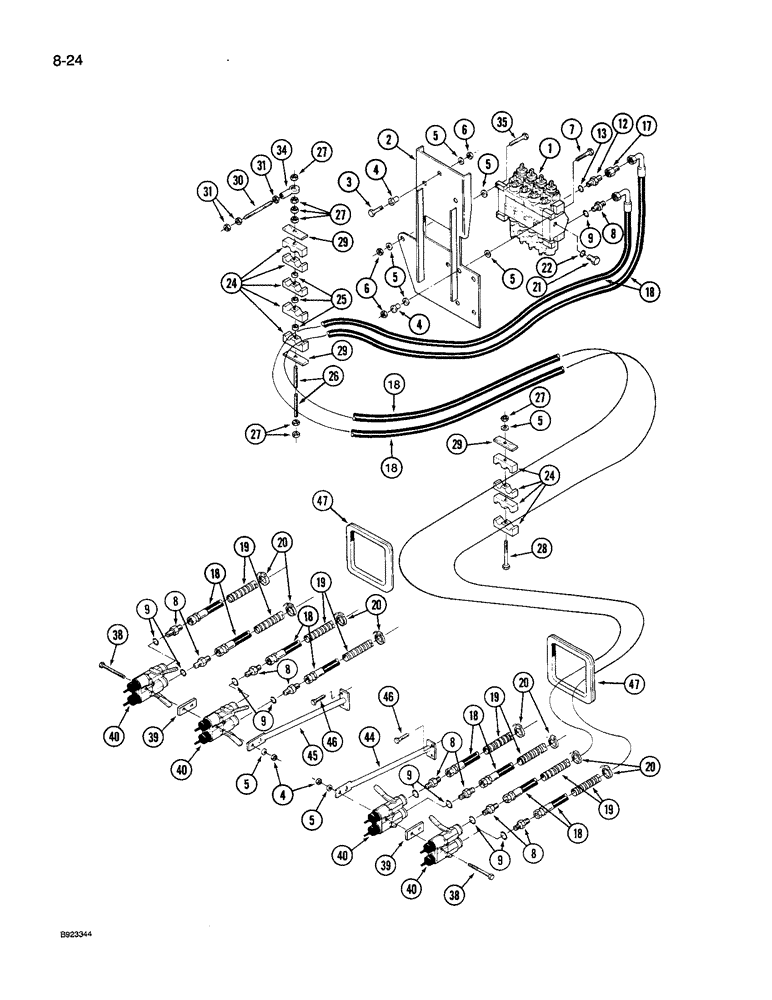 Схема запчастей Case IH 9240 - (8-024) - HYDRAULIC COUPLERS AND LINES, 9240 AND 9260 TRACTOR (08) - HYDRAULICS