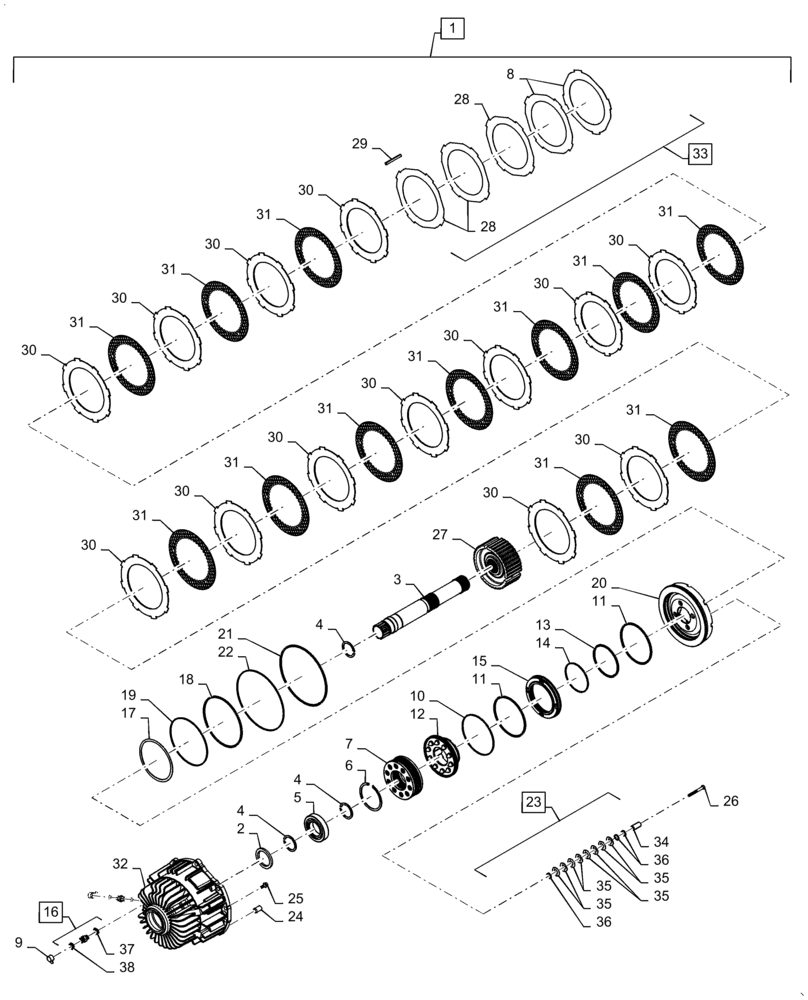 Схема запчастей Case IH 7140 - (33.202.AK) - BRAKE ASSY. (33) - BRAKES & CONTROLS