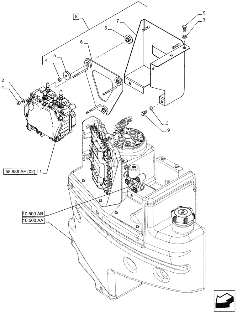 Схема запчастей Case IH PUMA 165 - (55.988.AF[01]) - VAR - 391131, 758001 - ELECTRONIC CONTROL UNIT, SUPPLY (55) - ELECTRICAL SYSTEMS