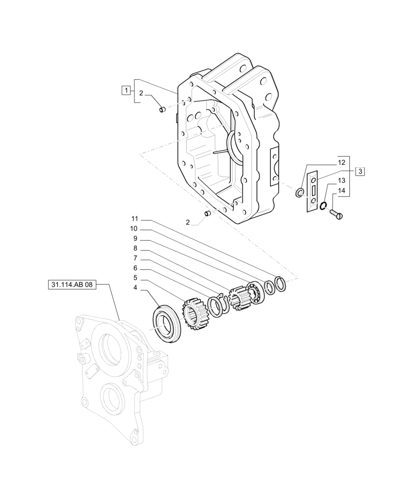 Схема запчастей Case IH PUMA 200 - (31.114.AB[09]) - PTO 540/1000 RPM WITH INTERCHANGABLE SHAFTS - COVER AND GEARS (31) - IMPLEMENT POWER TAKE OFF