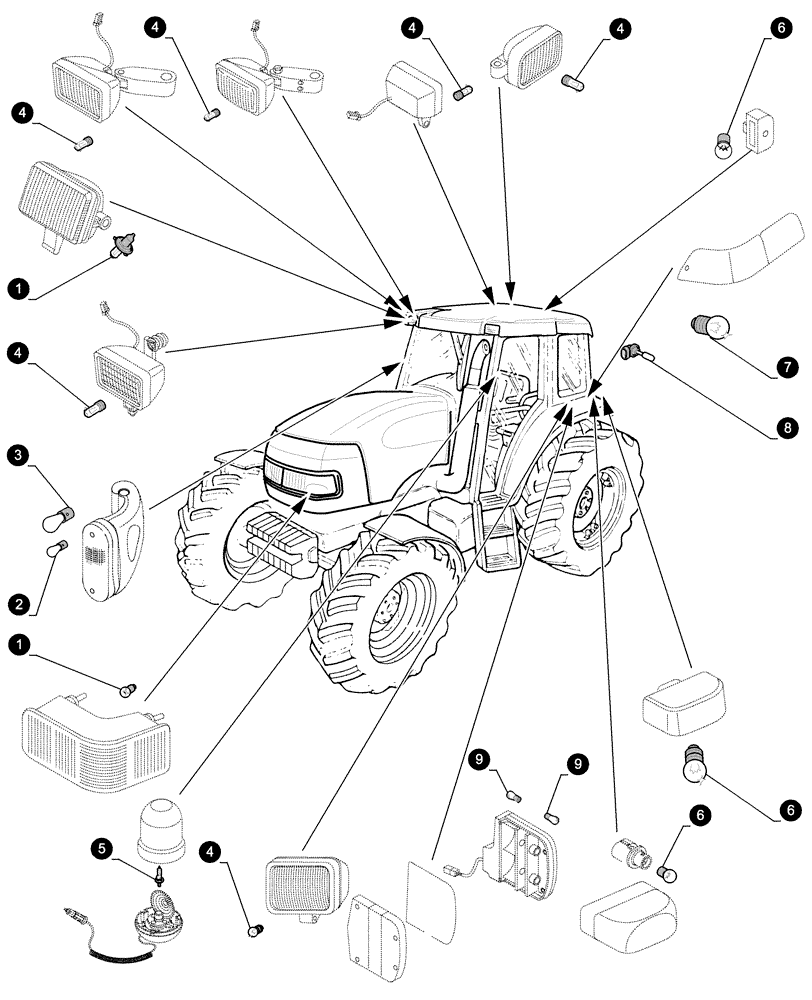 Схема запчастей Case IH MXU115 - (0.05.4[04]) - MAINTENANCE PARTS - BULBS (00) - GENERAL