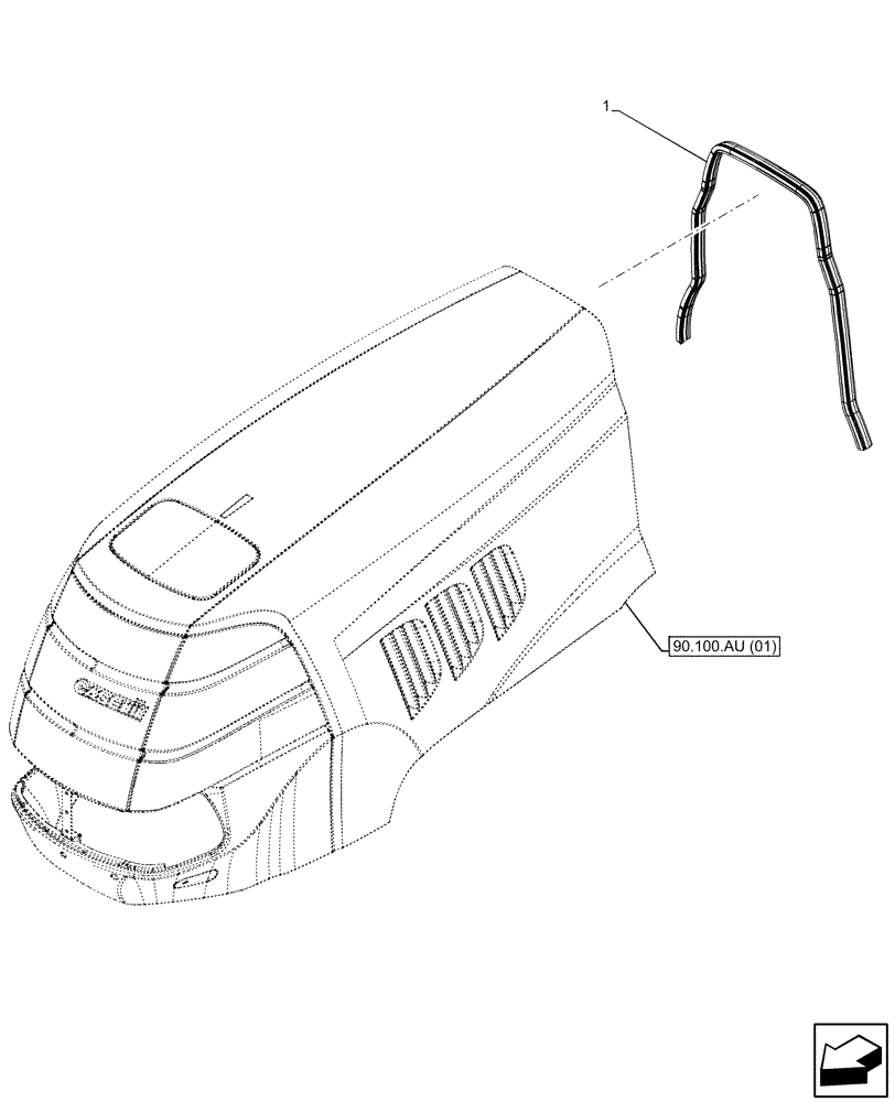 Схема запчастей Case IH PUMA 165 CVT - (90.100.AU[03]) - VAR - 391216, 758207, 758208, 758210, 758951 - HOOD, SEAL (90) - PLATFORM, CAB, BODYWORK AND DECALS