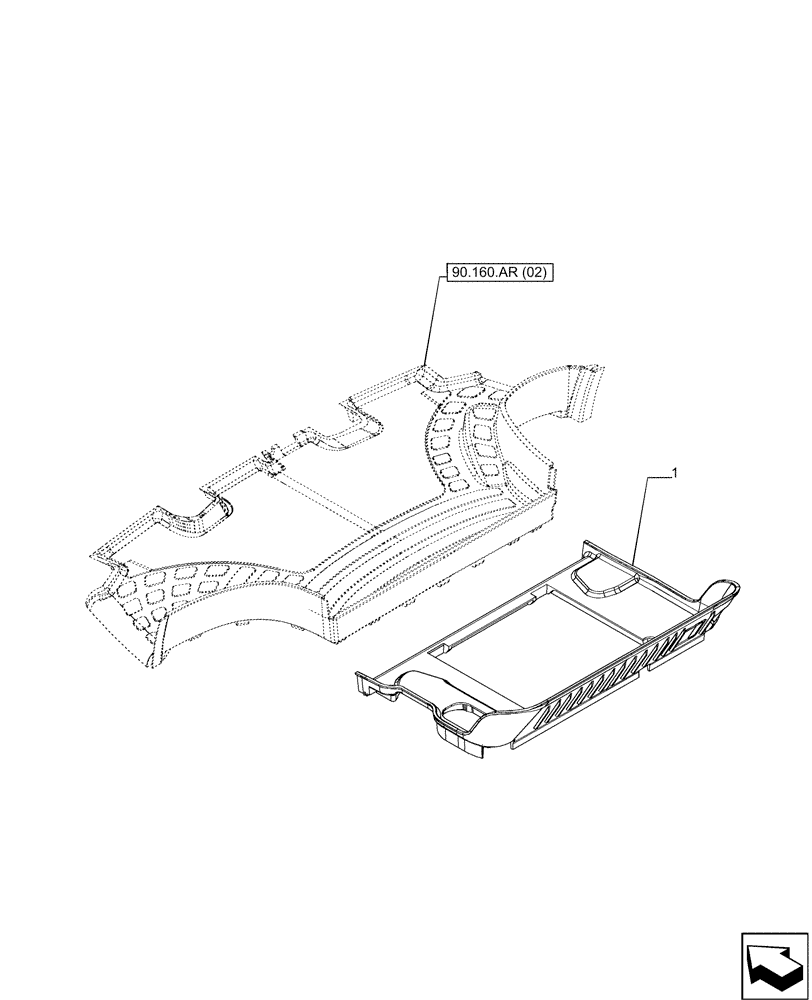 Схема запчастей Case IH PUMA 200 CVT - (90.160.AR[06]) - FLOOR MAT, REAR (90) - PLATFORM, CAB, BODYWORK AND DECALS