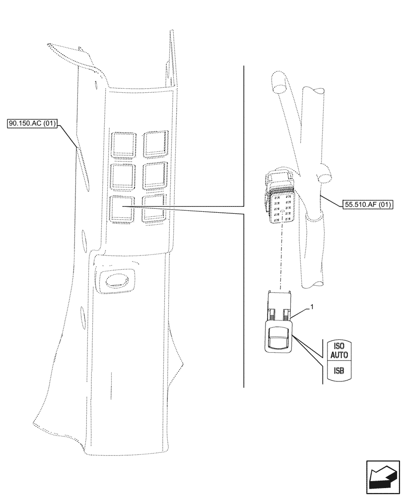 Схема запчастей Case IH PUMA 165 - (55.640.BH[02]) - VAR - 758965 - ISOBUS SOCKET, SWITCH (55) - ELECTRICAL SYSTEMS