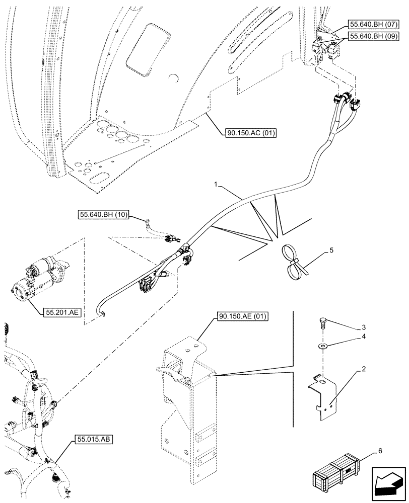 Схема запчастей Case IH PUMA 165 - (55.640.BH[08]) - VAR - 758161, 758376, 758965 - ISOBUS SOCKET, WIRE HARNESS (55) - ELECTRICAL SYSTEMS