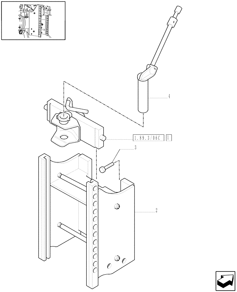 Схема запчастей Case IH JX1075C - (1.89.3/06[01A]) - (VAR.897) SWIVEL HOOK FOR EEC, VERTICAL ADJUST SLIDING (GERMANY) - TON HOOK - D5625 (09) - IMPLEMENT LIFT