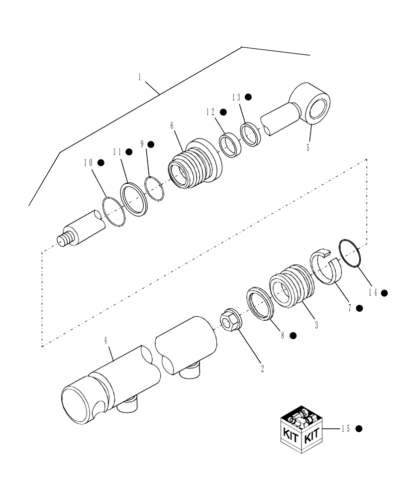 Схема запчастей Case IH LX114 - (003[4]) - BUCKET CYLINDER, OLD STYLE (SPANNER HEAD) 