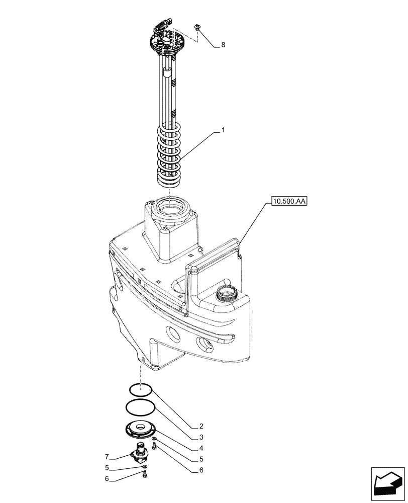 Схема запчастей Case IH PUMA 165 - (55.988.AN) - VAR - 391131, 758001 - DEF/ADBLUE™ TANK, SENDER UNIT (55) - ELECTRICAL SYSTEMS