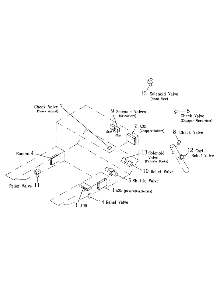 Схема запчастей Case IH 7000 - (B00-30) - HYDRAULIC VALVES Hydraulic Components & Circuits