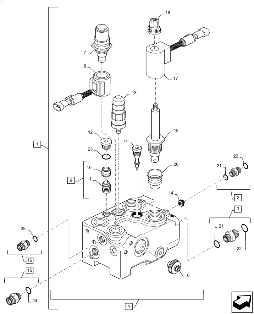 Схема запчастей Case IH MX210 - (05-17) - VALVE ASSY - SUSPENDED MFD AXLE, ASN JAZ135174 (05) - STEERING