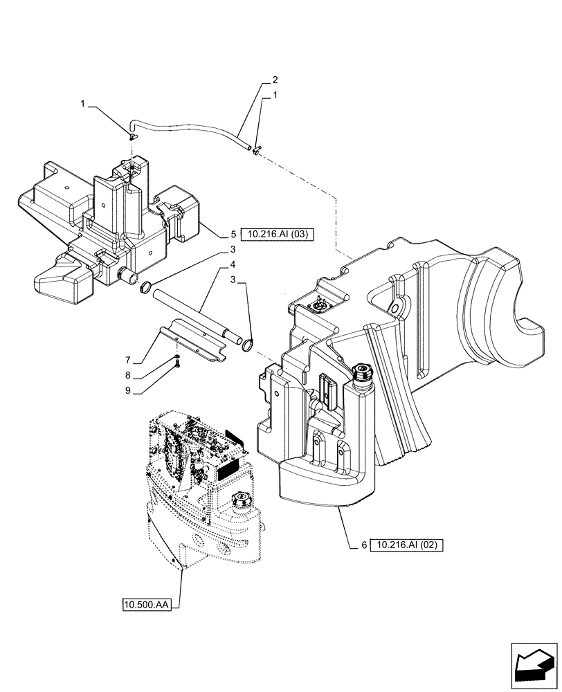 Схема запчастей Case IH PUMA 150 - (10.216.AI[01]) - VAR - 391131, 758001 - FUEL TANK (10) - ENGINE
