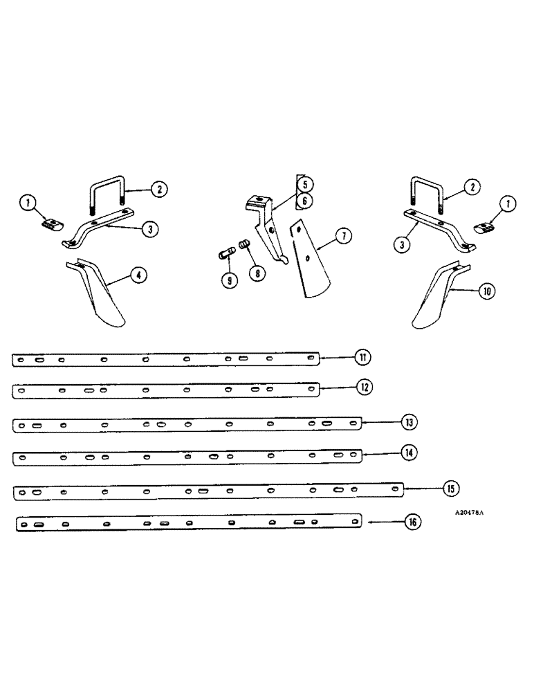 Схема запчастей Case IH B-SERIES - (60) - DISK SCRAPERS, FRONT AND REAR, 7-1/4 INCH SPACING, B97, B117, B127 