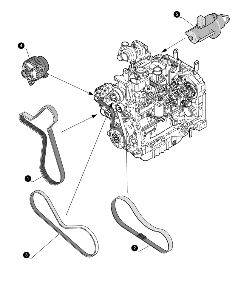 Схема запчастей Case IH MXU115 - (0.05.4[02]) - MAINTENANCE PARTS - STARTER MOTOR, ALTERNATOR, BELTS (00) - GENERAL