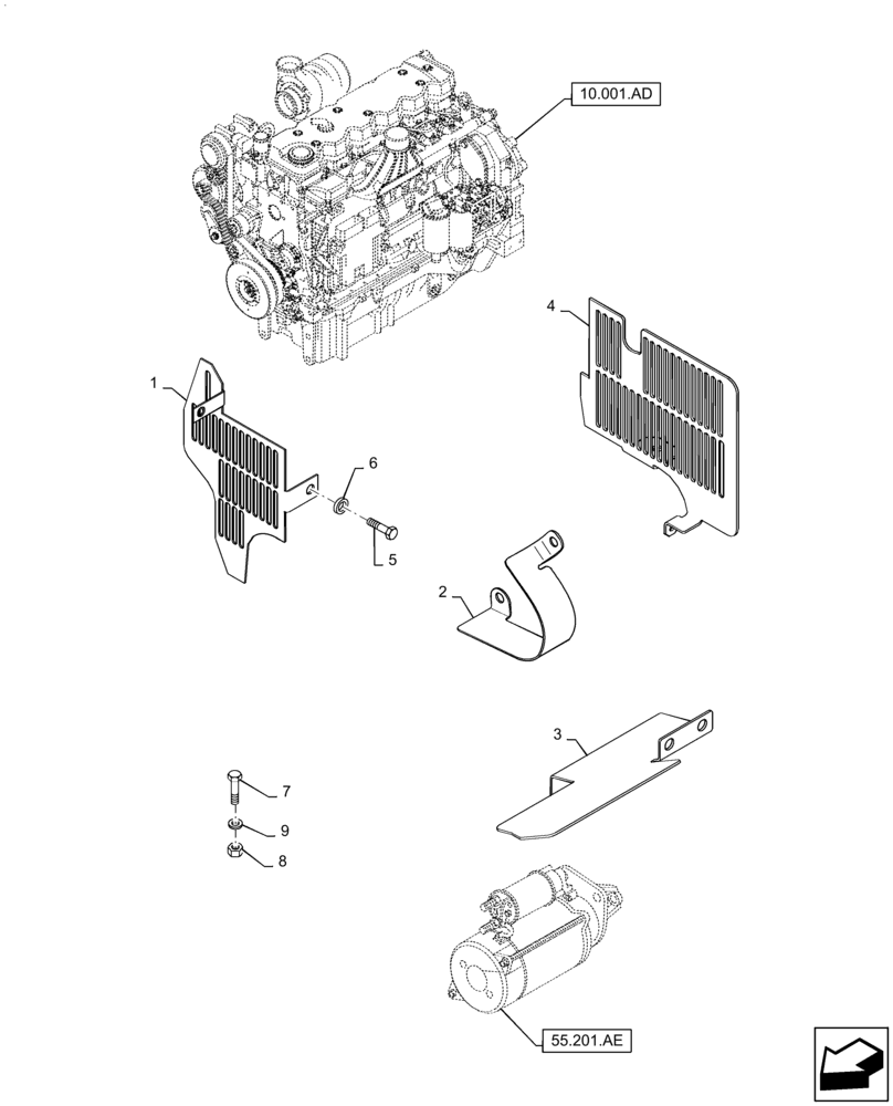 Схема запчастей Case IH PUMA 2304 - (90.102.AG) - ENGINE SHIELD (90) - PLATFORM, CAB, BODYWORK AND DECALS