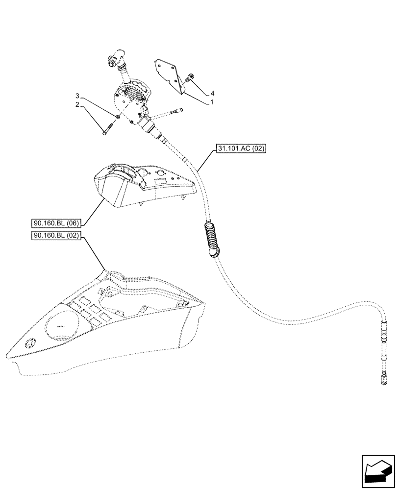 Схема запчастей Case IH PUMA 200 - (31.101.AC[05]) - VAR - 338179, 758025 - PTO 1000/1000E RPM, CONTROL LEVER (31) - IMPLEMENT POWER TAKE OFF